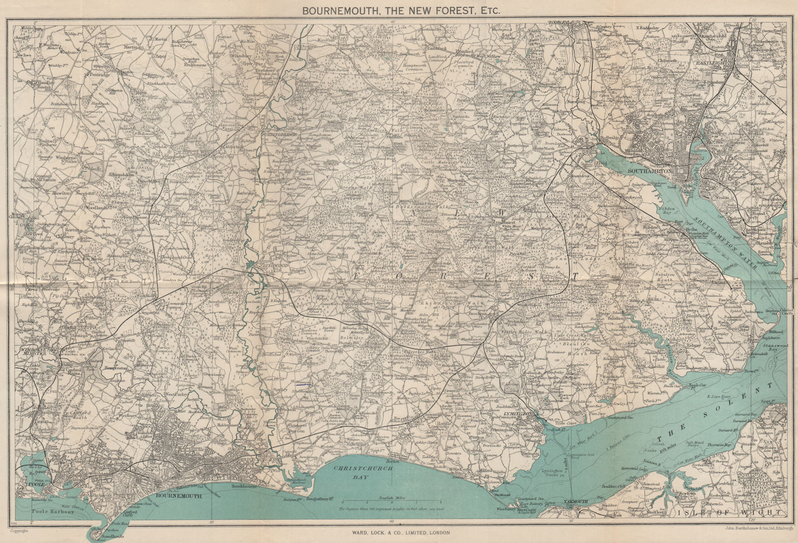 THE NEW FOREST & environs. Bournemouth Southampton Ringwood. WARD LOCK 1946 map